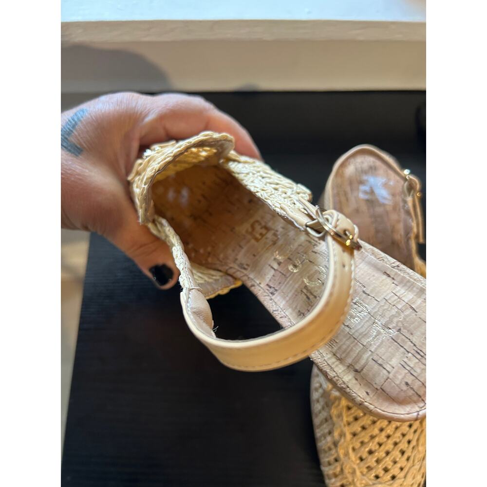 Aerosoles Santiago Raffia Block Chunky Cork Heel Slingback Sandals Womens Size 8 - Picture 11 of 12
